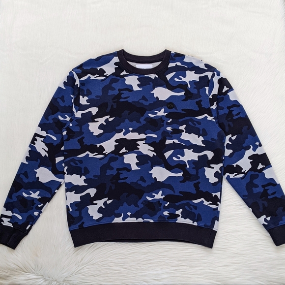 The Kooples X Sport Blue Camouflage Crew Sweatshirt | Size L - Picture 7 of 16